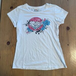 Roxy Surf Heart Floral Shirt Womens Size XL y2k 00s Skate